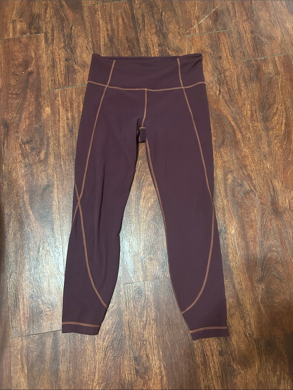 Athleta Plum High-Rise Leggings with Contrast Stitching